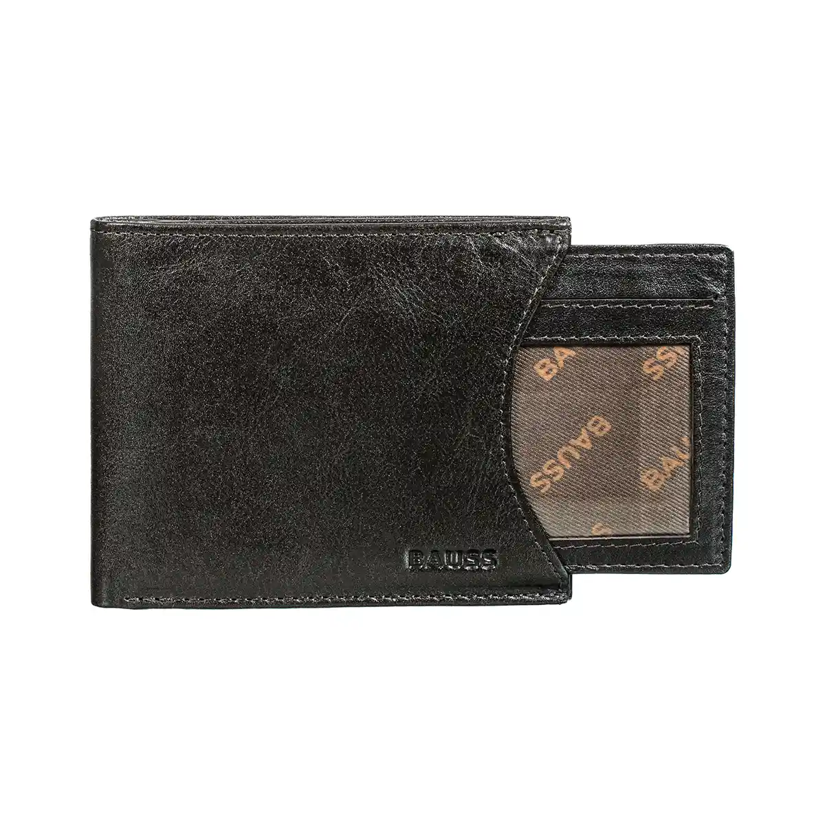 Carteira em Pele com Porta-Cartões Amovível e Porta-moedas