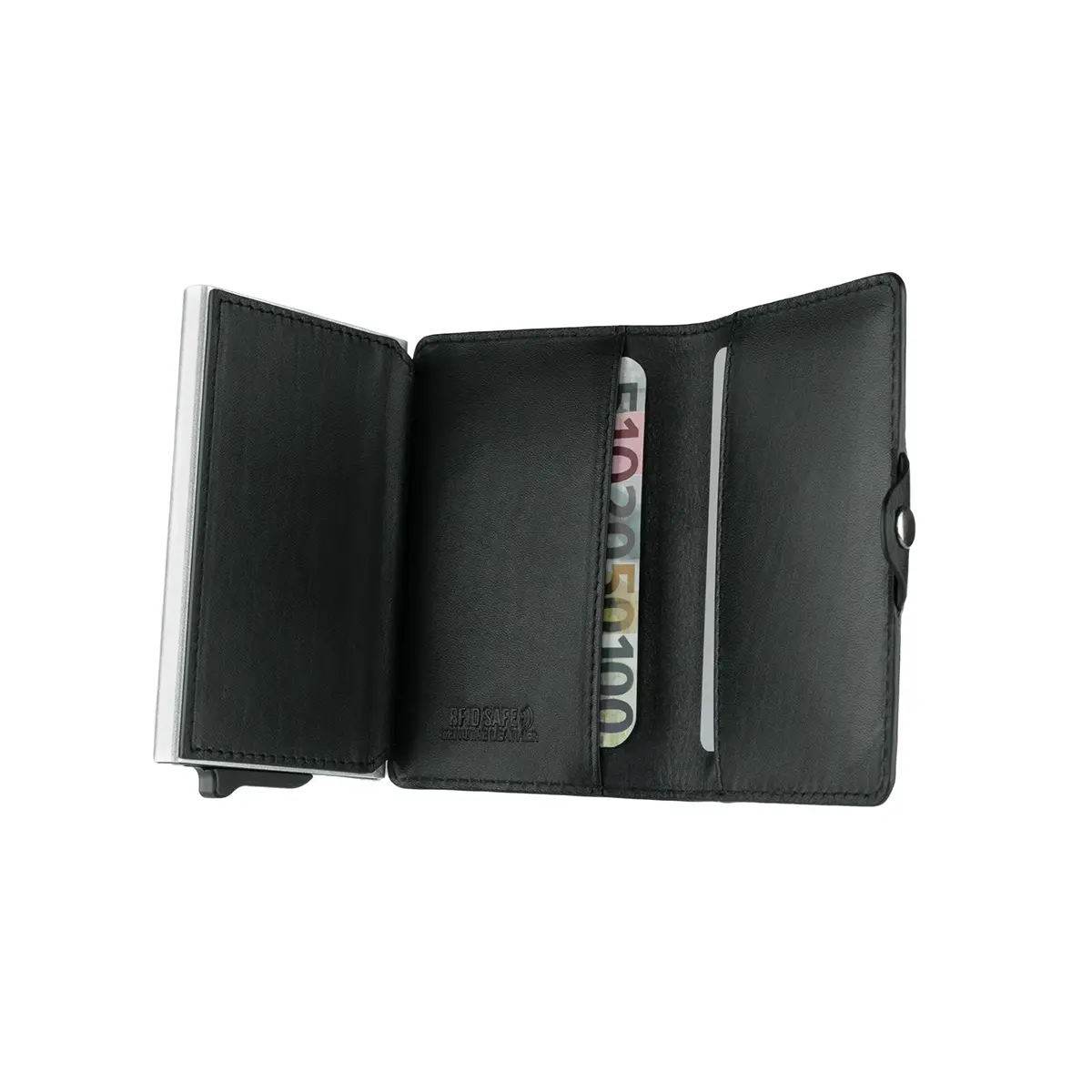 Porte-Cartes en Cuir et Aluminium Anti-RFID avec Porte-Monnaie