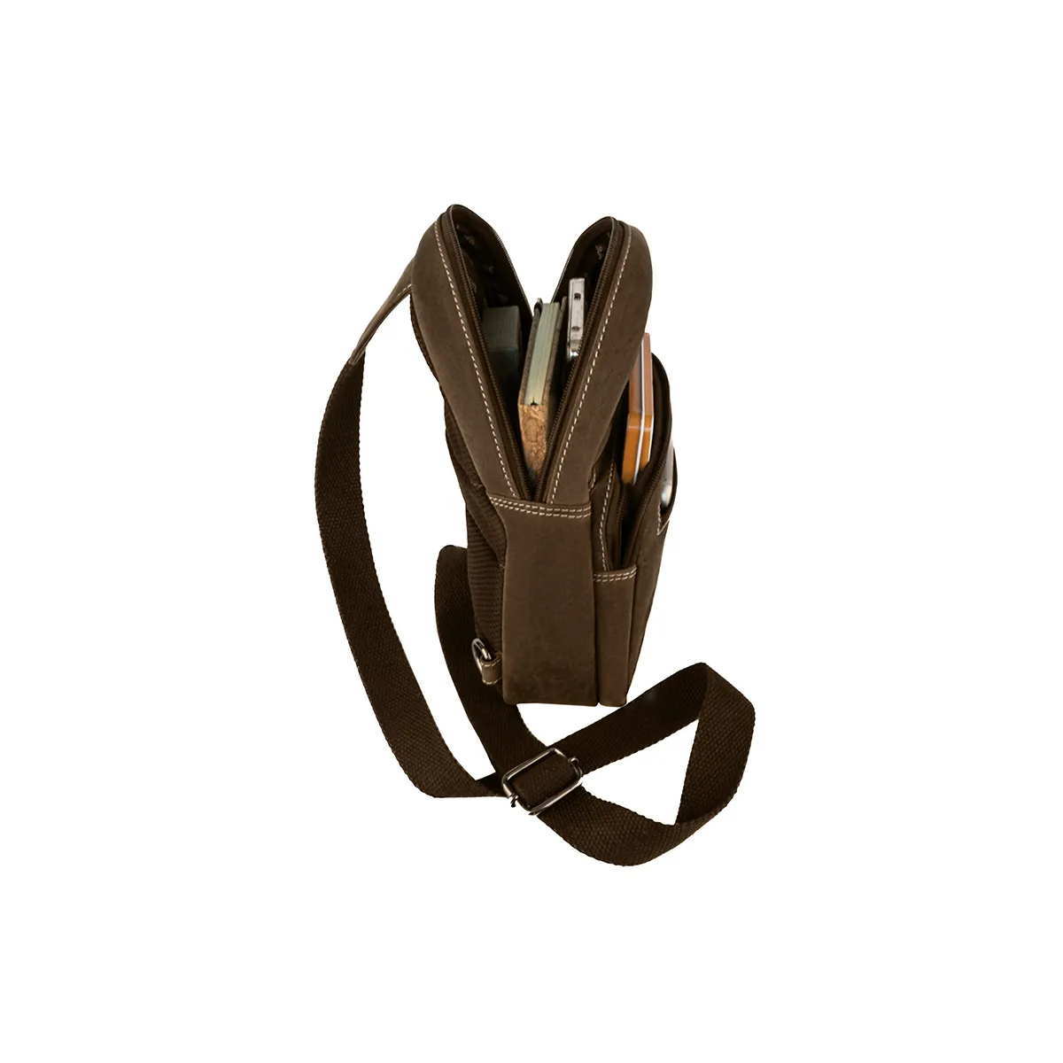 Bolsa Tiracolo de Homem em Pele com Fecho Interior